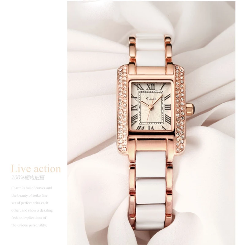 Женские кварцевые часы Kimio серебристого цвета с бриллиантом подарочная коробка |