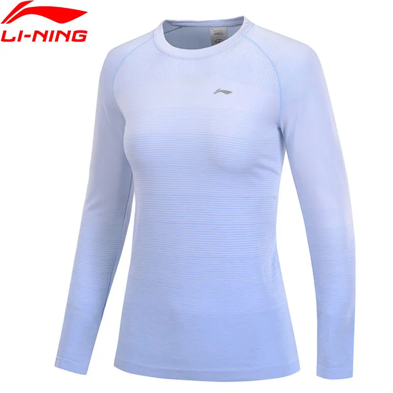 Li-Ning, женские футболки с длинным рукавом для бега, нейлон/полиэстер, тонкая подкладочная дышащая Спортивная футболка, топы ATLP032 WTL1454