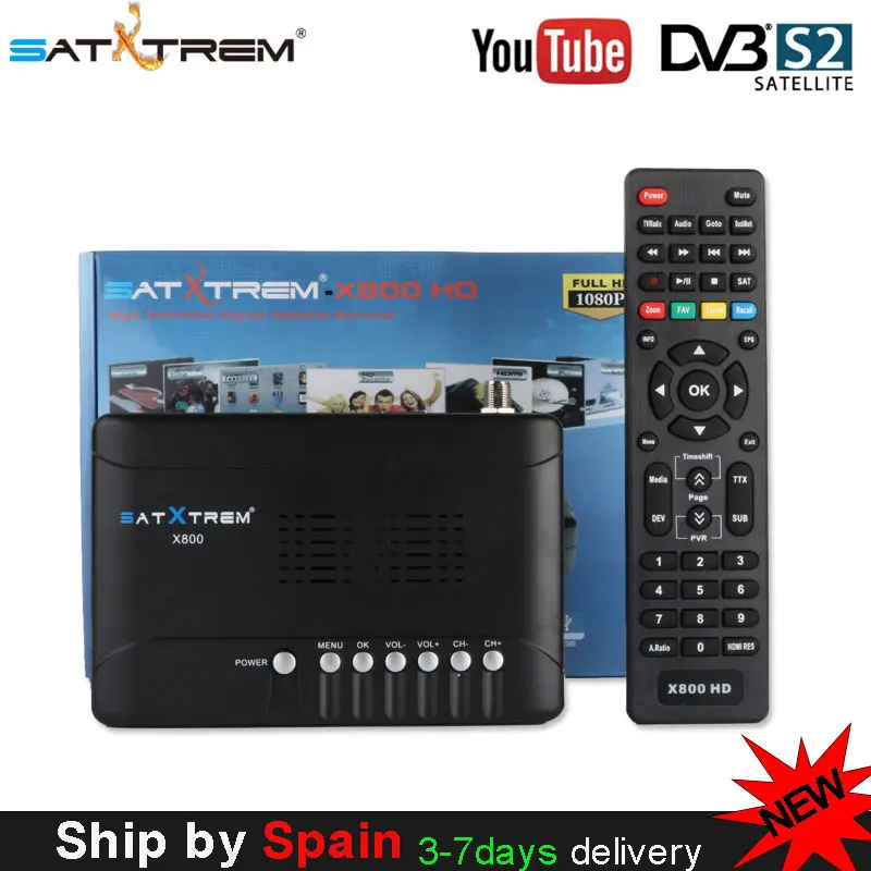 Satxtrem цифровой спутниковый X800 HD ТВ приемник DVB-S2 стандарт 1080P HD Поддержка cam Dollby, AC3, wifi, youtube youpron powervu
