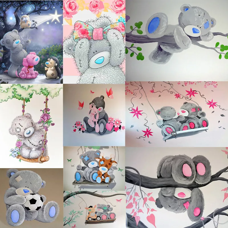 Алмазная 5d Вышивка сделай сам мультяшный медведь алмазная живопись вышивка