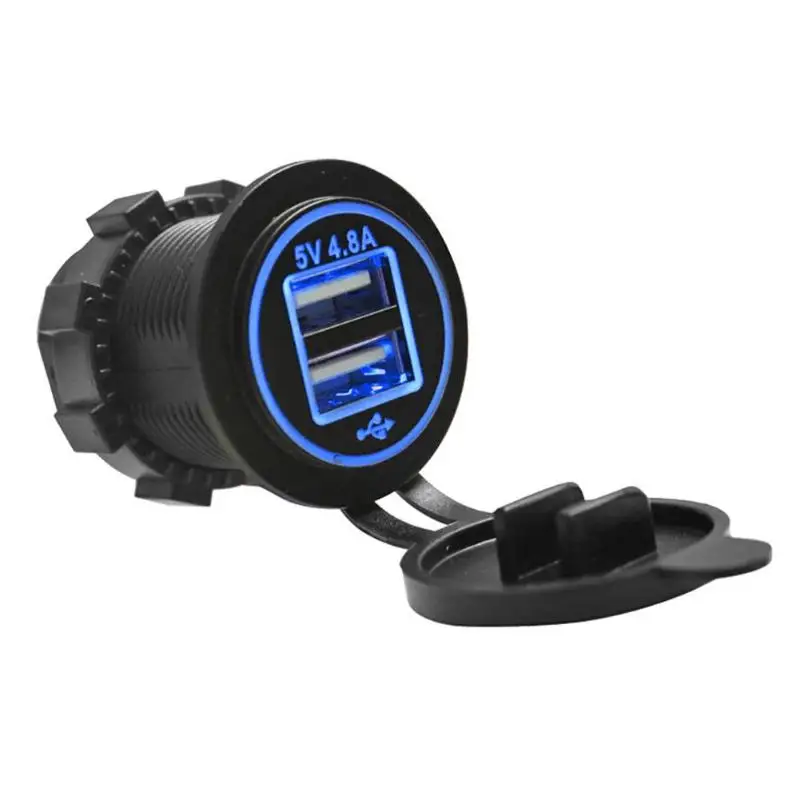4.8A USB Blue 4 переключатель отверстия панель USB зарядное устройство адаптер питания ж/измеритель напряжения для автомобиля лодки - Название цвета: 4.8A USB Blue