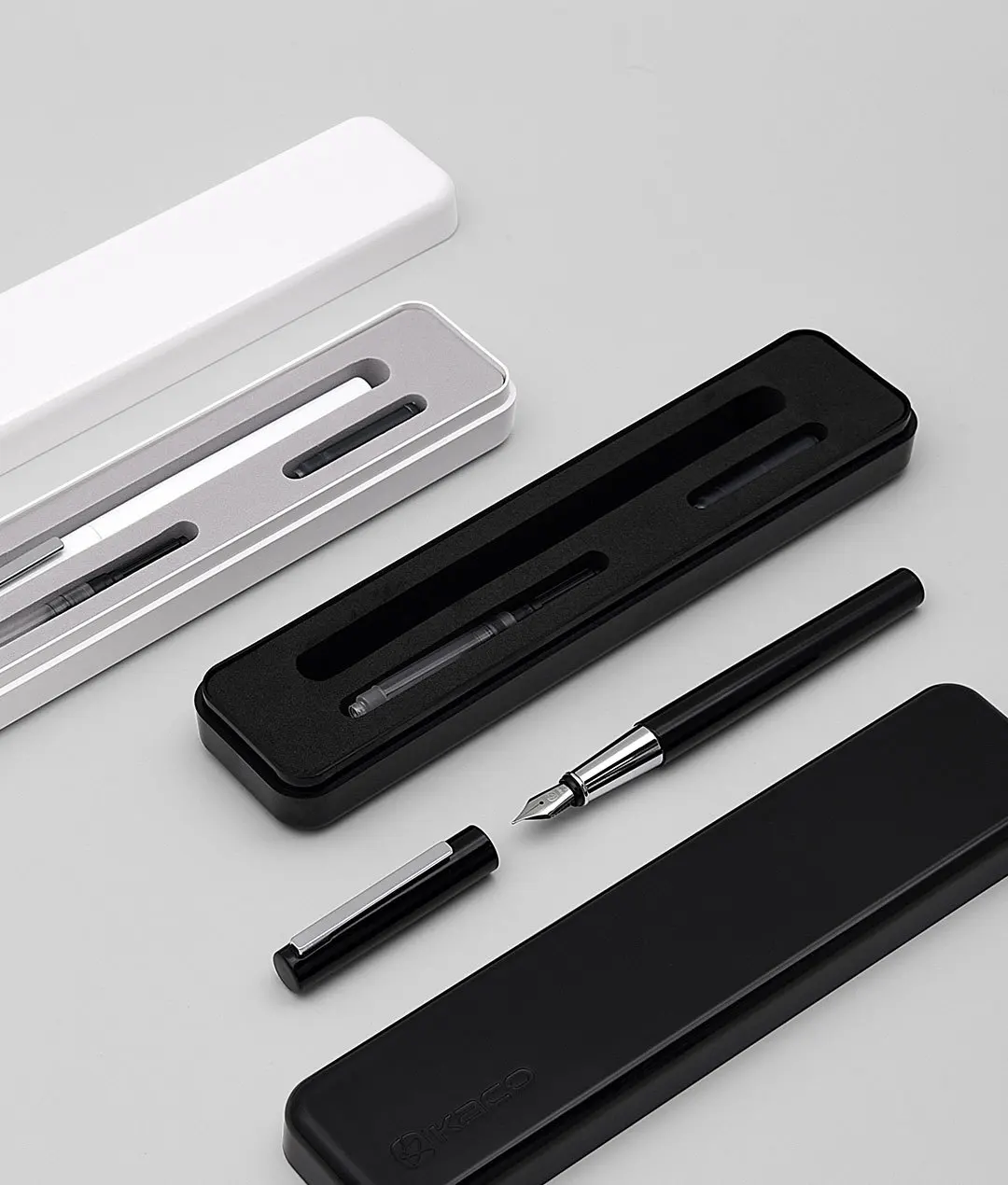 Xiaomi kaco BRIO черная/белая перьевая ручка с чернильной сумкой, сумка для хранения, коробка, 0,3 мм перьевая металлическая чернильная ручка для письма, ручка для подписи