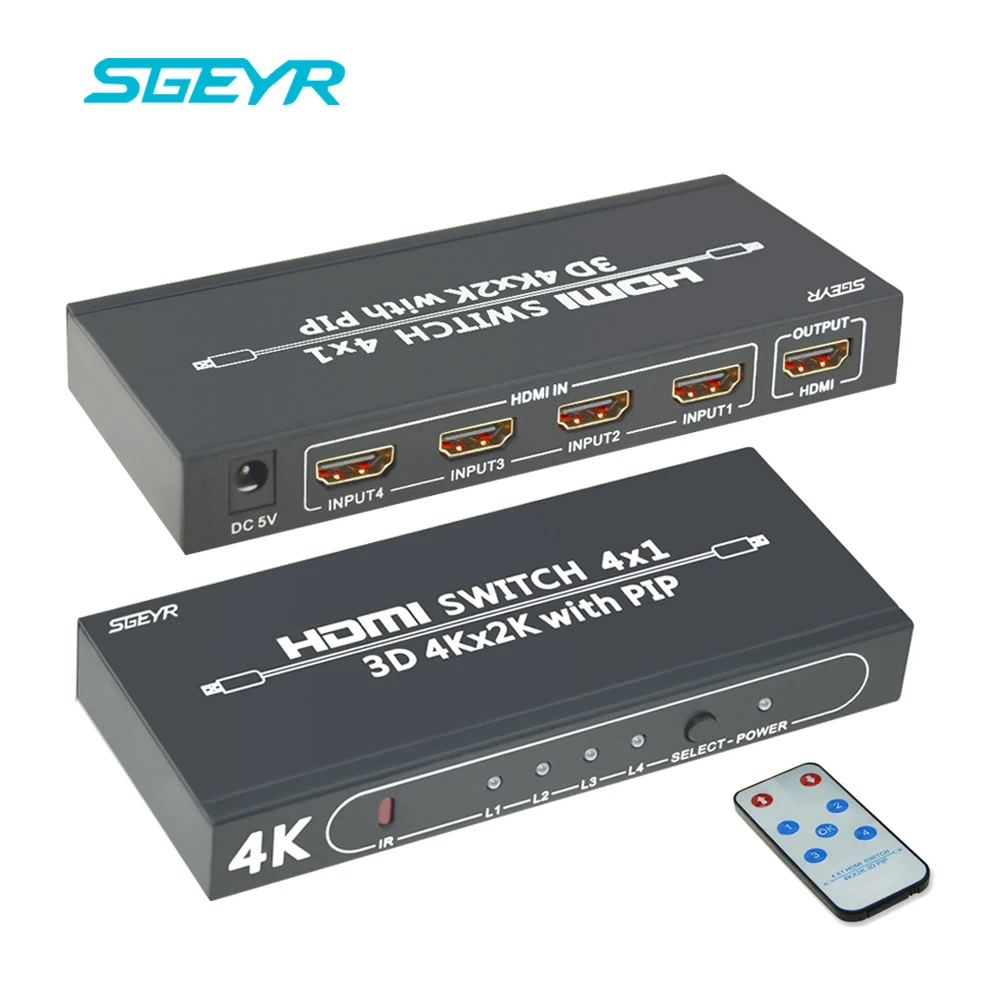 4 порта HDMI переключатель PIP SGEYR 4x1 сплиттер в 1 выход с и ИК дистанционным