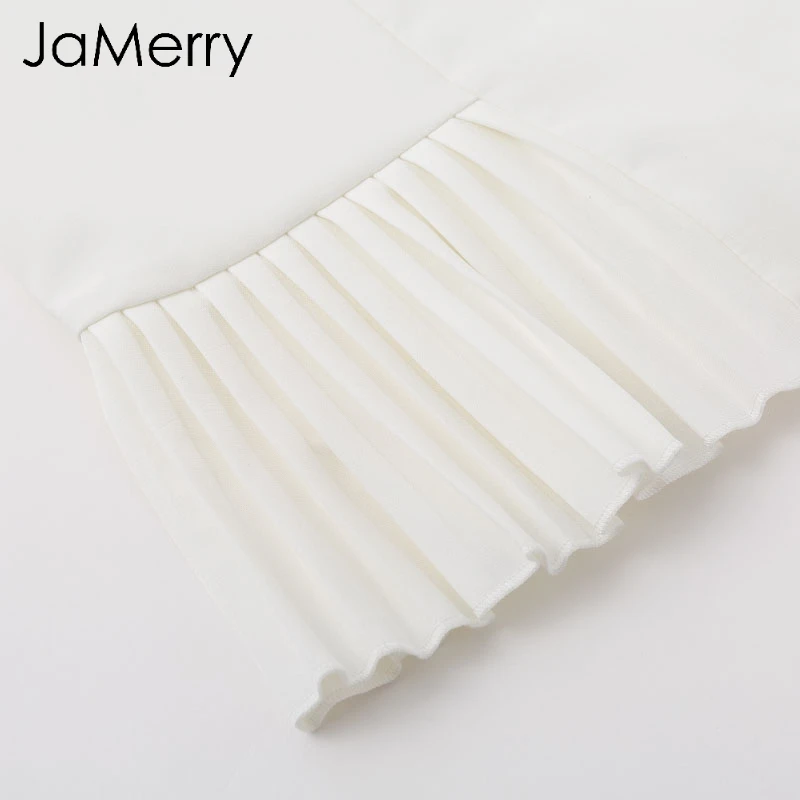 JaMerry OL белый однотонный Блейзер платье для женщин Элегантный гофрированный