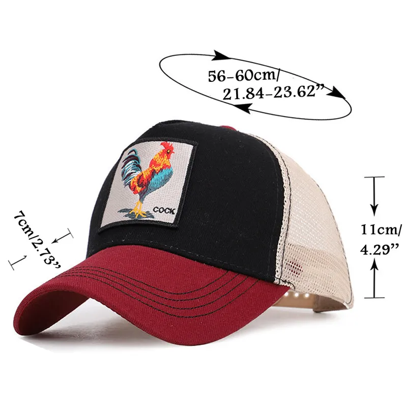 Новая мода петух волк вышивка сетчатая бейсболка кепки весенне-летняя шляпа для