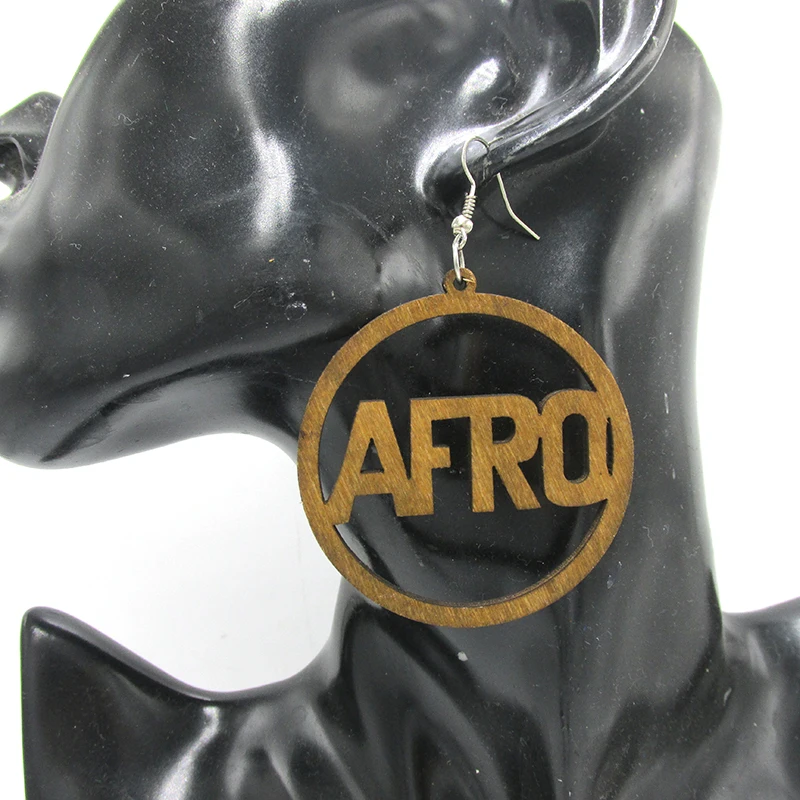 Бесплатная доставка! 5 см круглые деревянные серьги афро разных цветов|wooden afro