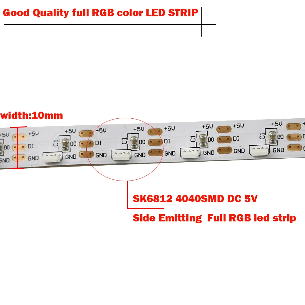 1 м 2 м 3 м 4 м 5 м прибор приемно-SK6812 DC5V 60 светодиодов/M WS2812B IC tltra тонкий шириной 10 мм SMD 4020 сбоку Светодиодная лента, ПХБ белого не обладает водонепроницаемостью