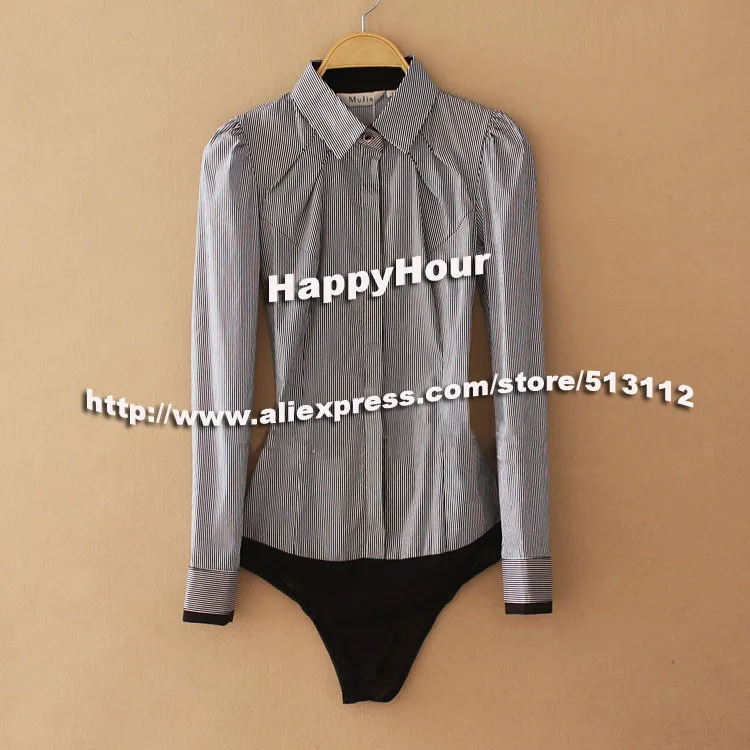 Новинка, женская мода, OL, длинный рукав, контрастный цвет, blusas femininas, повседневные, в полоску, боди, блузки, рубашки, Женская рабочая одежда SY0227 - Цвет: Striped