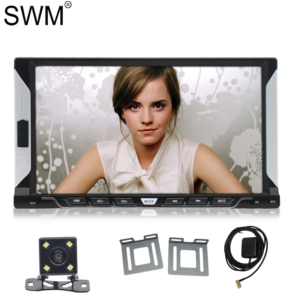 2 Din Автомобильная магнитола 7 &quot Android 8 1 1G + 16GB 1080P HD зеркальная обратная камера