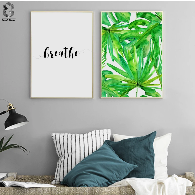 Акварель тропический свежий Лист Плакат в скандинавском стиле стены искусства