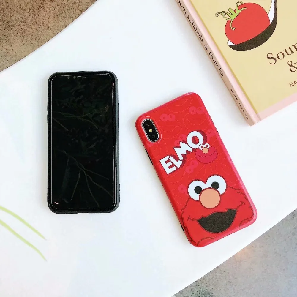 Шелковый чехол Elmo для iPhone XS Max XR X милый мягкий силиконовый из ТПУ 6 6S 7 8 Plus 11 11Pro |