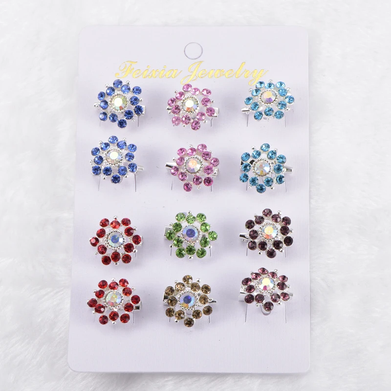Броши в стиле хиджаба оптовая продажа 12 шт. с кристаллами виде цветов для женщин