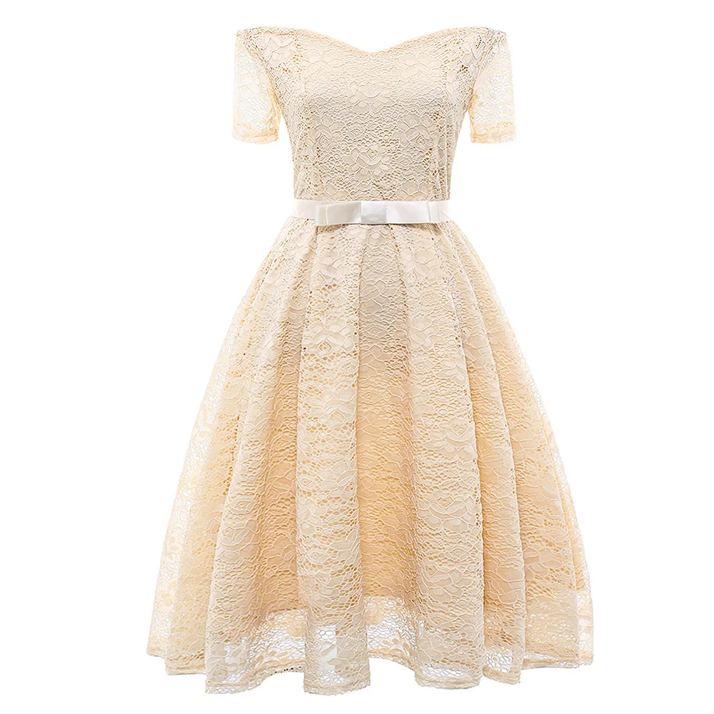 Винтажное кружевное платье женское сексуальное с открытыми плечами коротким