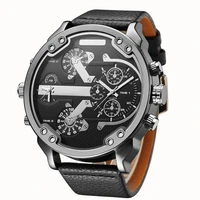 oulm mens big watches famous luxury brand male quartz watch two time zone sports men large dial sport wristwatch