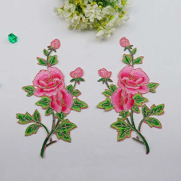 Горячая Пион Роза 1 пара одежда вышитые кружевной ткани приклеивающиеся утюгом