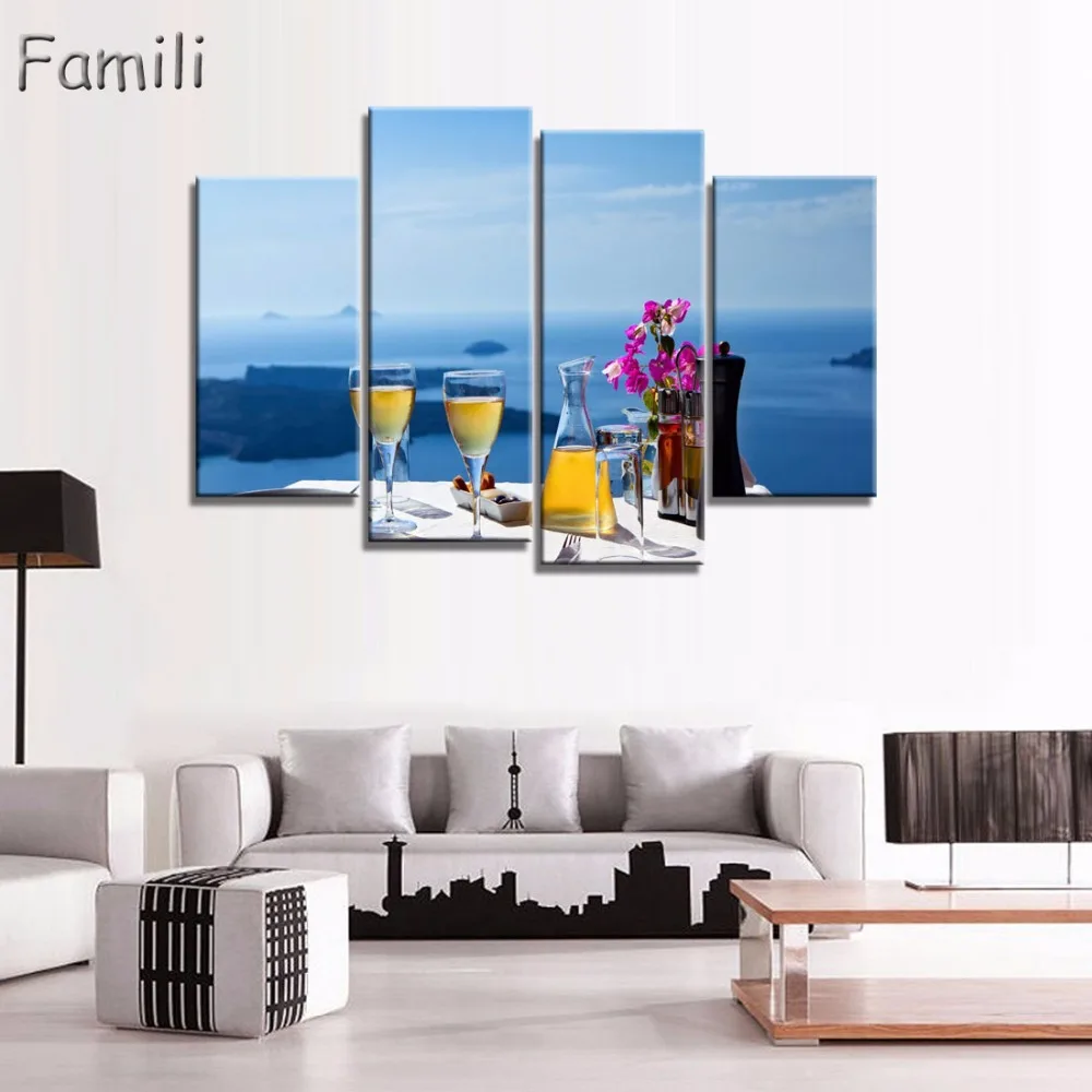 4 панели современная живопись домашнее декоративное искусство картина Греция