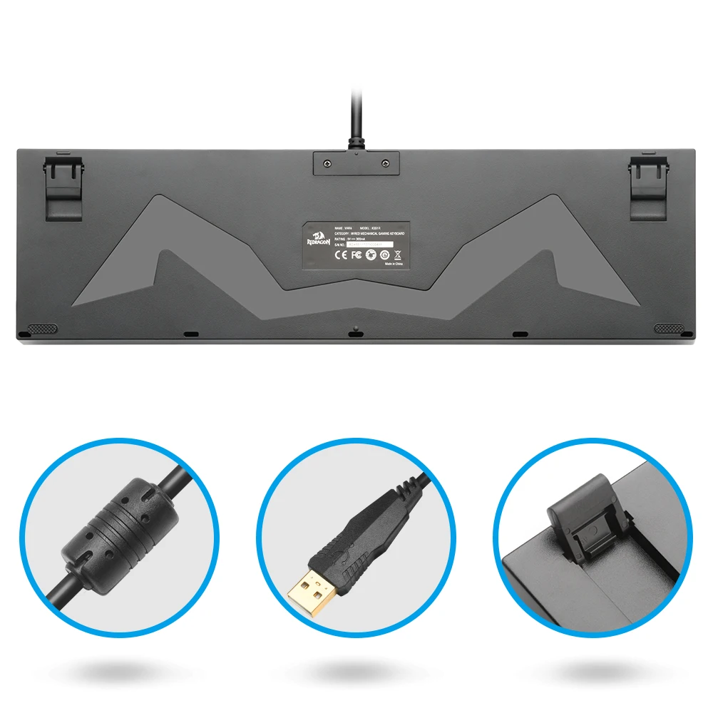 Redragon K551 Радужная USB Механическая игровая клавиатура синий переключатель DIY 104