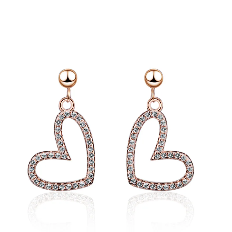 

Romantic Love Heart Shiny Cubic Zirconia 925 Sterling Silver Female Stud Earrings Original Jewelry For Women Drop Shipping Gift