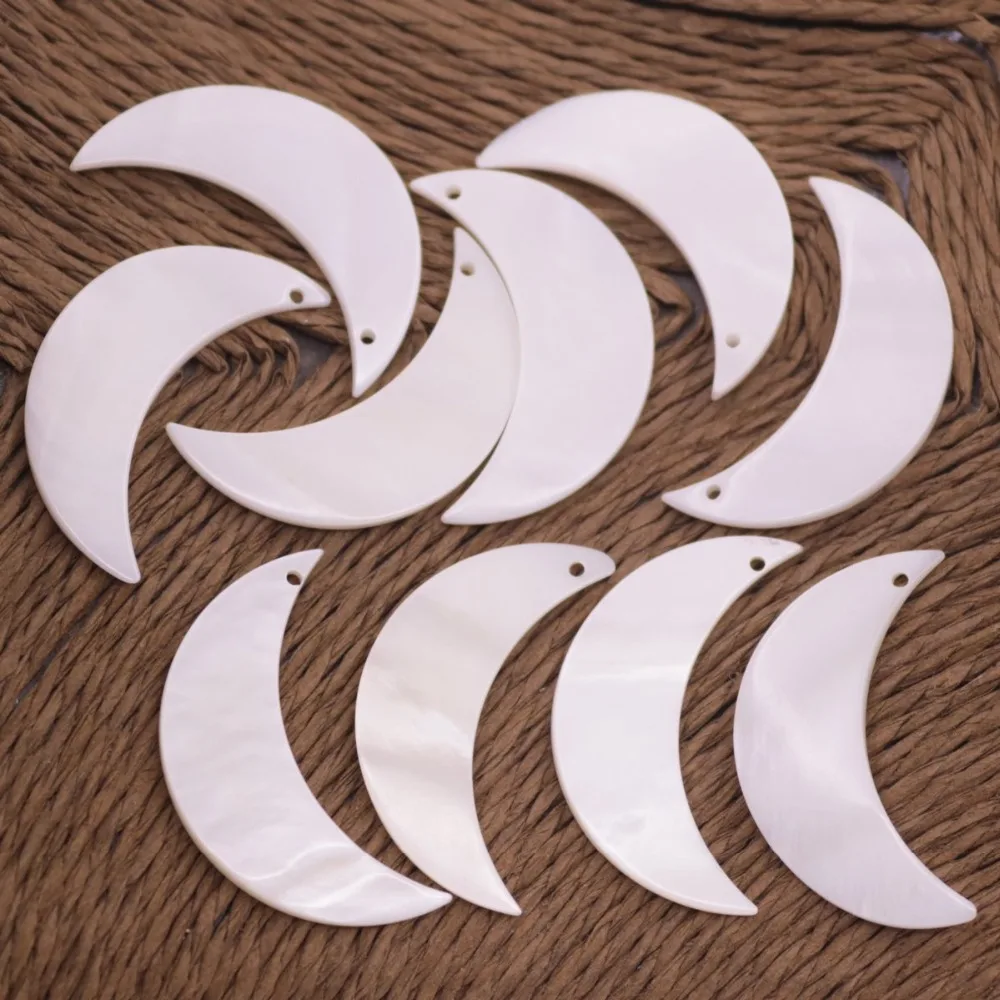 

10 PCS 16mmX30mm Moon Shape Shell White Mother of Pearl Top Hole Loose Beads