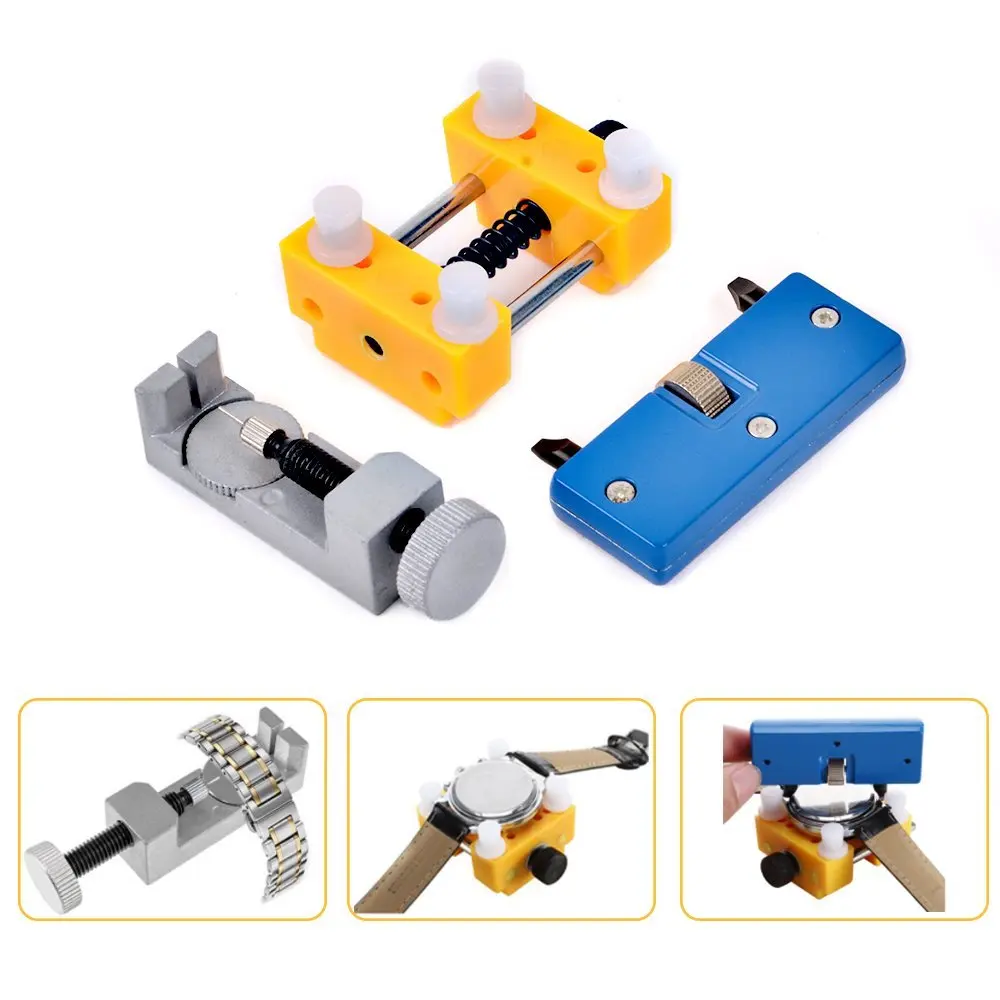 

Watch Tools Kit Opener Repair Kit 3 in 1 Watch Back Case Press Remover Repair Watchmaker Tool and Holder Tool with Extra 3 Pins