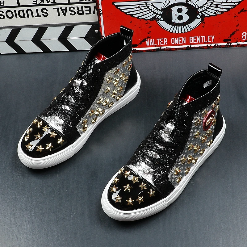 Мужская брендовая Дизайнерская обувь с заклепками и американским флагом