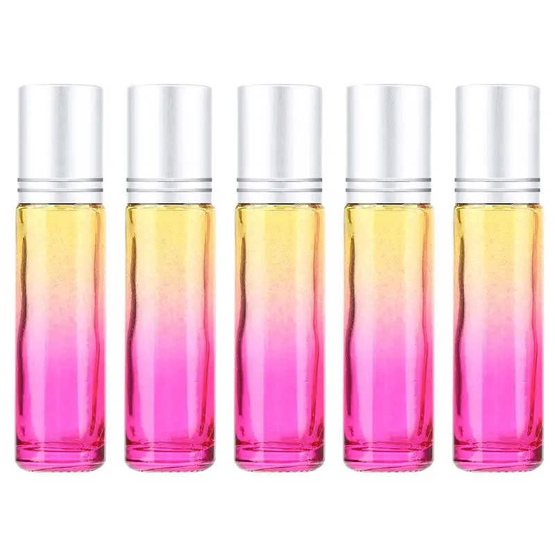 10ml Silver Cap 5pcs Aihogard 5 шт. 10 мл градиентный цвет толстое стекло рулон на эфирное масло пустые флаконы для духов роликовые шарики прочные дорожные бутылки - Цвет: 10ml Silver Cap 5pcs