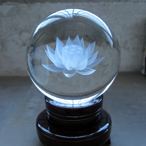 

Wholesale # TOP efficacious HOME Family Talisman- exorcise evil spirit The town house Buddhist- 3D Lotus Crystal ball statue