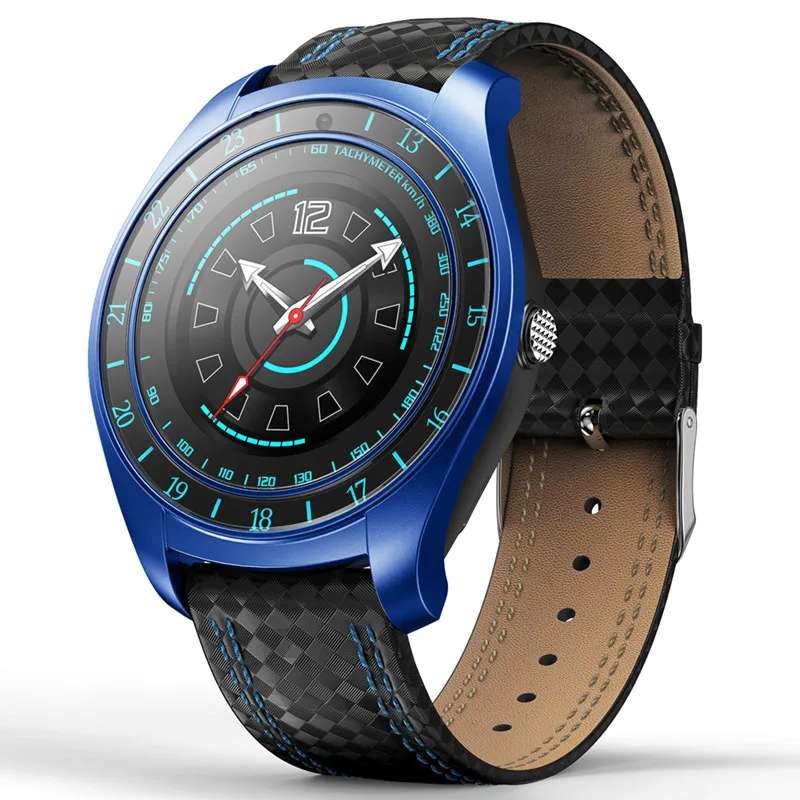 Blue Смарт-часы для мужчин с камерой Bluetooth Smartwatch Шагомер монитор сердечного ритма sim-карты наручные часы для телефона Android - Color: Blue