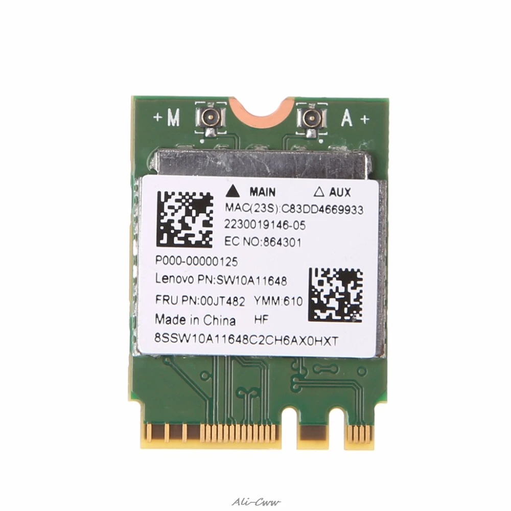 Двойной диапазон 2,4+ 5 ГГц 433 м Bluetooth V4.0 M.2 Wifi WLAN 802.11ac Беспроводная комбинированная карта для Realtek RTL8821AE