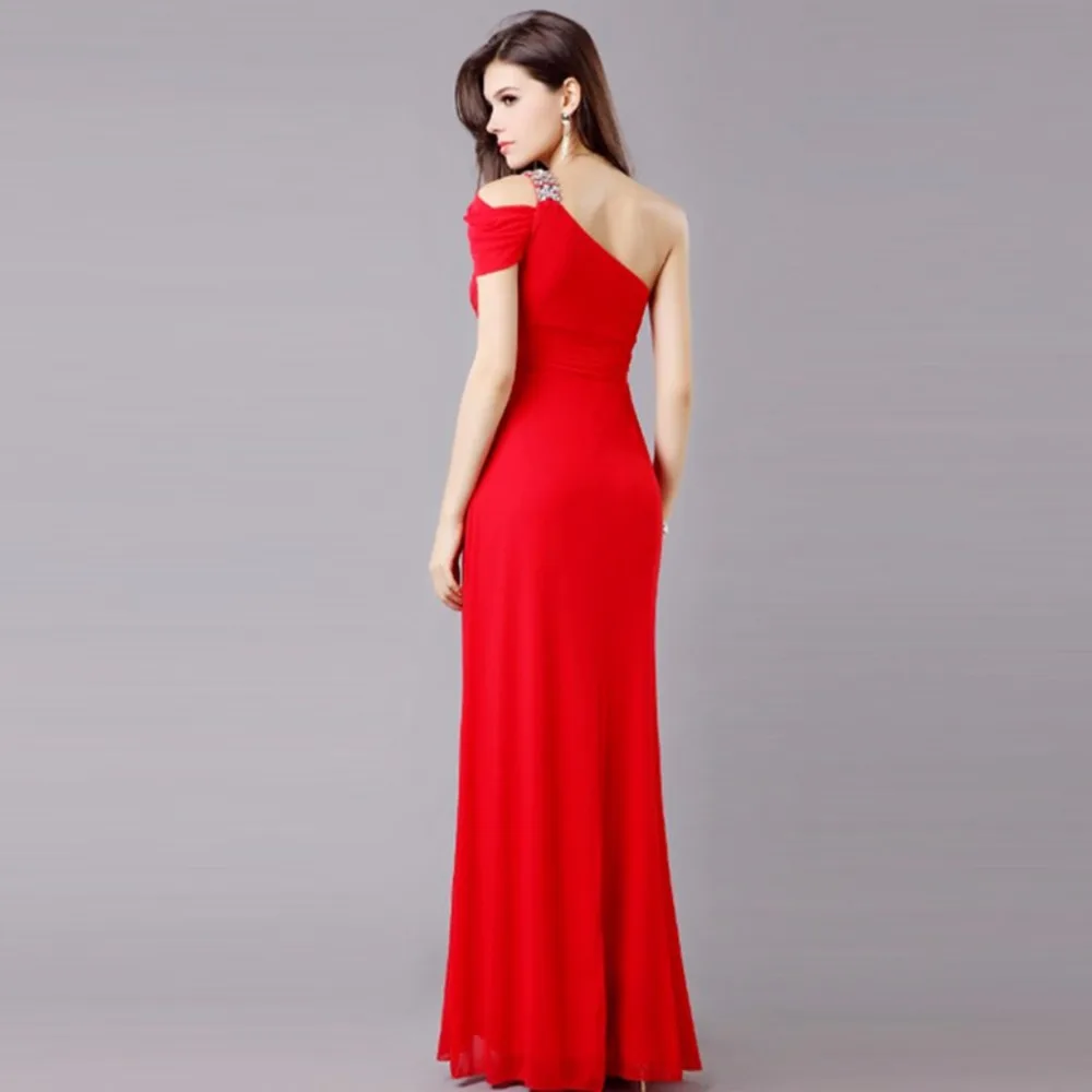 Праздничное платье Красный одно плечо шифон линии Вечерние платья Элегантный