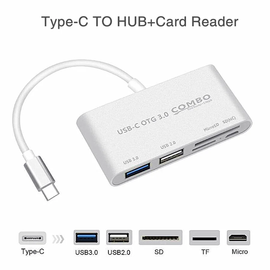 

OTG COMBO USB3.1 Type-C Card Reader USB-C to USB3.0 USB2.0 SD TF Micro USB Multifunction Converter for Phone Computer