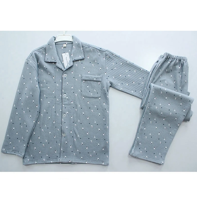 Высокое качество 2018 зимние мужские пижамы с длинным рукавом пижамные комплекты