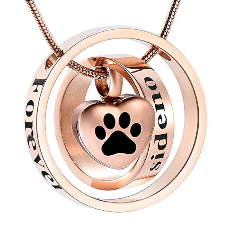 IJD001 больше не на моей стороне урна в виде сердца ожерелье Шарм & Paw Print Pet Cremation
