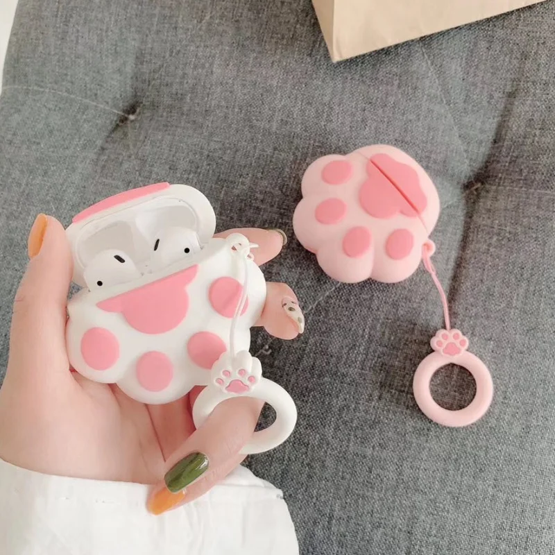 Чехол для AirPods милый 3D мультяшный Кот коготь животное чехол наушников Apple Airpods 2