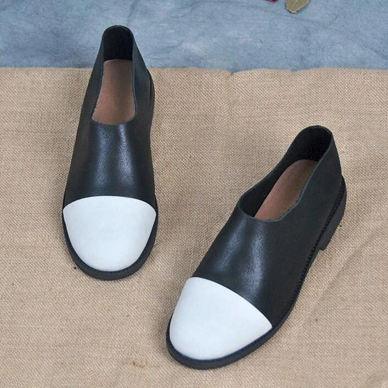 Туфли женские из натуральной кожи удобные лоферы плоская подошва ручная работа