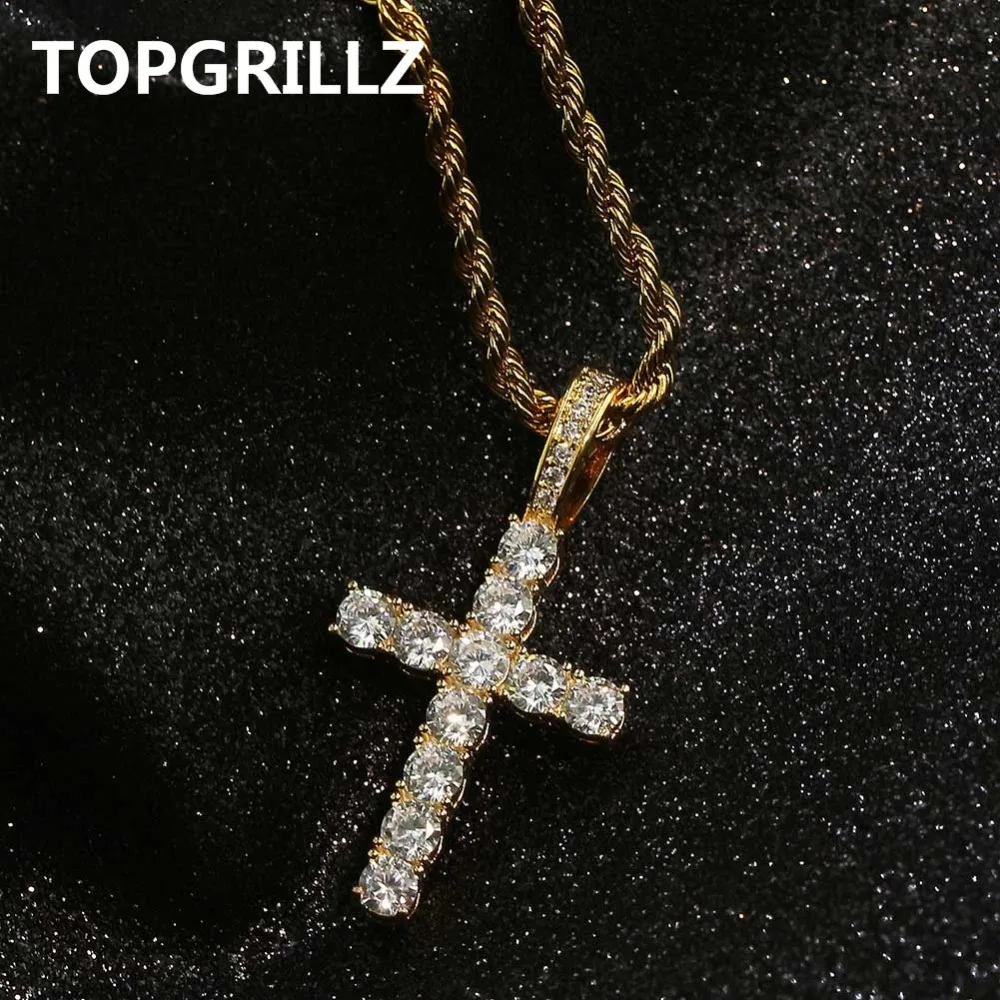 TOPGRILLZ хип хоп Пико Харви крест ожерелье микро Pave AAAA + кубический цирконий