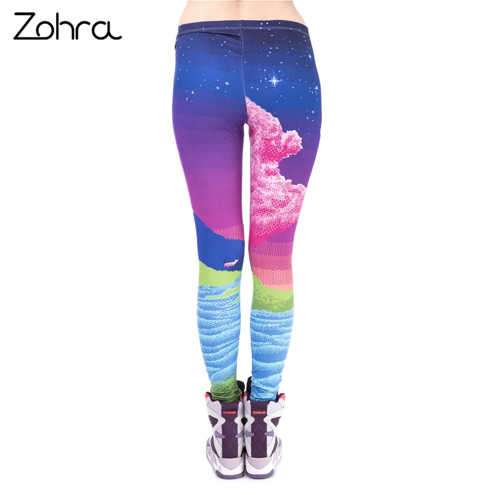 Зухра Alta calidad Mujeres Legins Pixel Fuji impresion Vista nocturna de Moda леггинсы polainas atractivas la Mujer | Женская