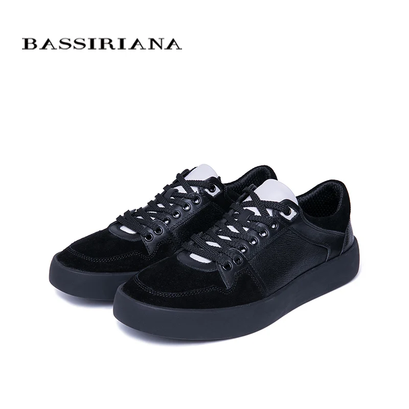 BASSIRIANA New 2019 Genuine Leather men casual shoes lace up comfortable round toe spring autumn 39-45 size handmade | Обувь