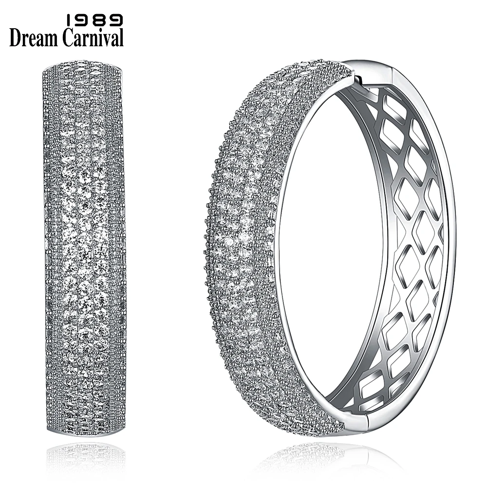 Женские серьги кольца DreamCarnival1989 модные роскошные с родиевым кубическим