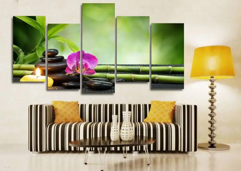 Hd Печать свечи орхидеи Бамбук живопись на холсте украшение комнаты печать плакат