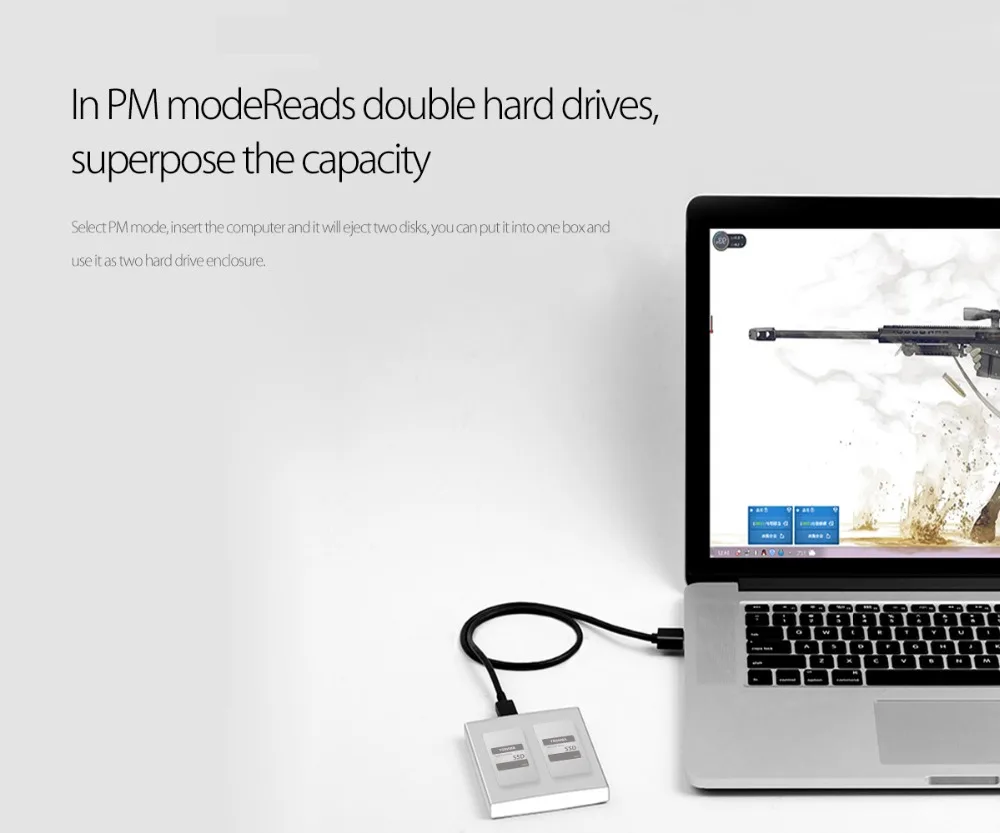 Чехол ORICO алюминиевый для SSD накопителя с двумя отсеками типа C и mSATA 10