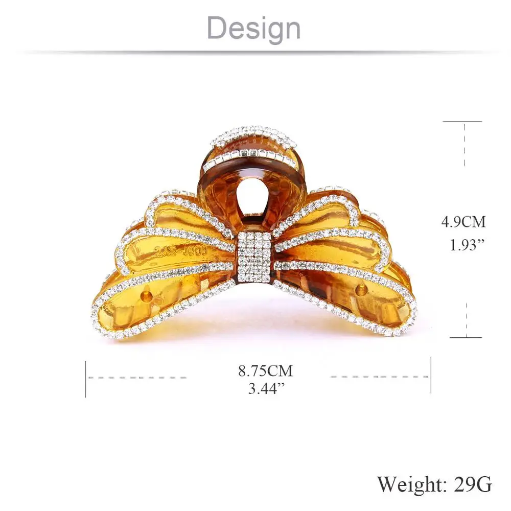 single crystal brown Большая Бабочка, когти для волос, бант, аксессуары для волос, для девушек, конский хвост, зажимы для густых волос, для женщин, черный/коричневый, размер 8,75 см, HC889 - Цвет: single crystal brown