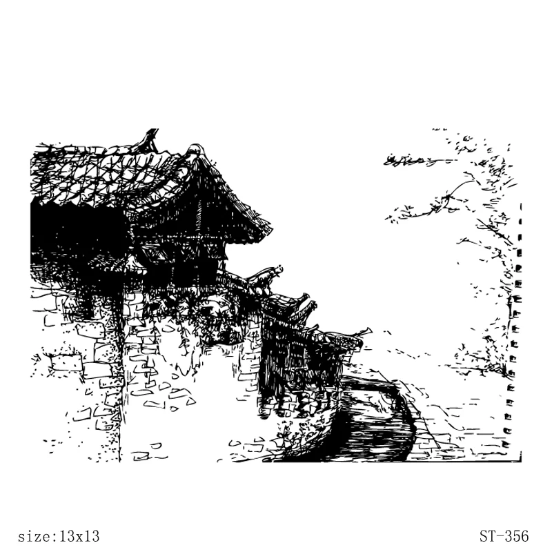 

AZSG Old House / Shabby Temple Clear Stamps For DIY Scrapbooking Decorative Card making Craft Fun Decoration Supplies 13x13cm