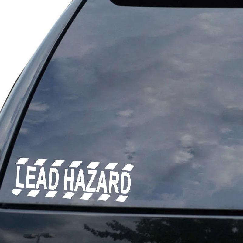 

QYPF 12.2CM8.9CM Warning LEAD HAZARD Graphic Car Sticker Black/Silver Vinyl Decoration S9-2231