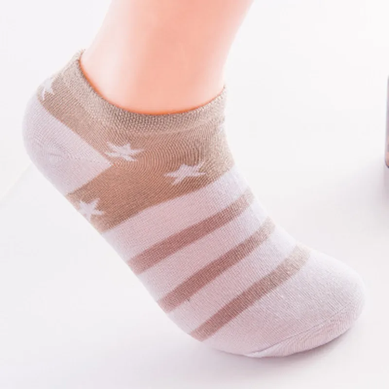 5 пар/компл.. Женские Короткие повседневные носки хлопковые теплые в полоску со