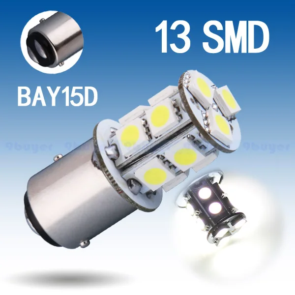 2шт 1157 BAY15D P21/5 Вт 13 SMD чистый белый задний стоп сигнал поворота светодиодный