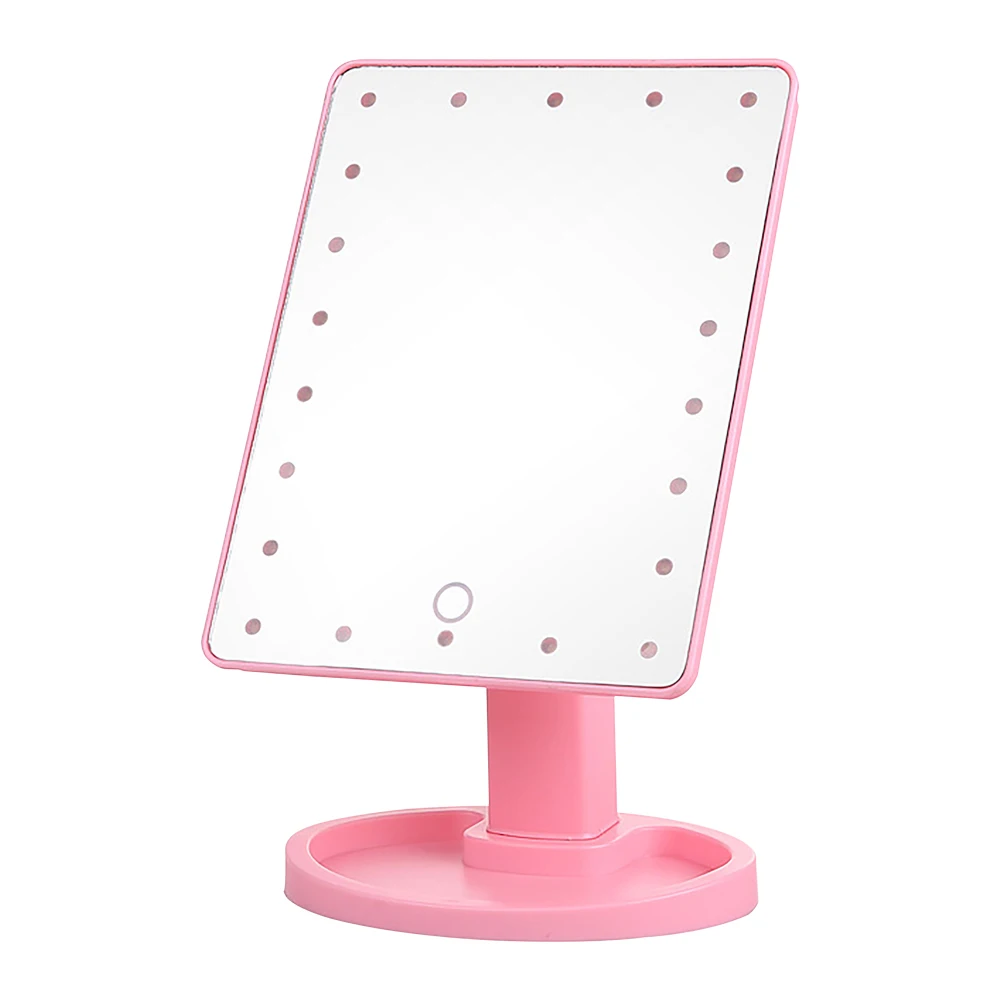 22Pink USB battery Зеркальный светильник для макияжа с сенсорным экраном, зеркало для макияжа на заказ, 1X 10X Настольный светодиодный зеркальный светильник, USB кабель, батарейки, 16/22 светильник s - Цвет: 22Pink USB battery