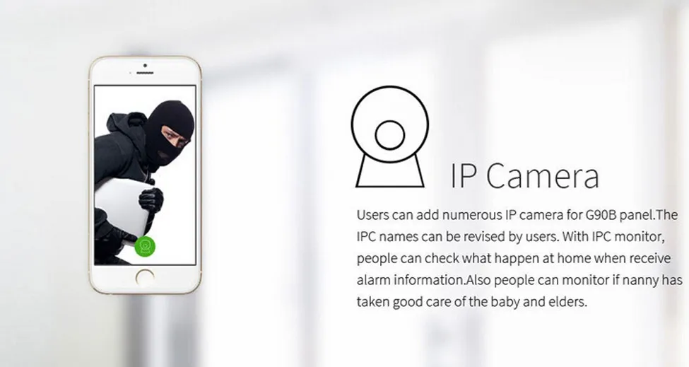 

Big display Wifi IP camera which compatible with our G9 wifi GSM GPRS Alarm system with App control