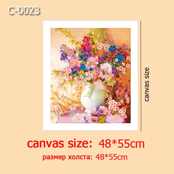 C-0023 Несколько стилей, DIY легкая лента вышивка для начинающих, Набор для вышивки крестом, холст картины для гостиной, шитье искусство, подарок - Цвет: C-0023