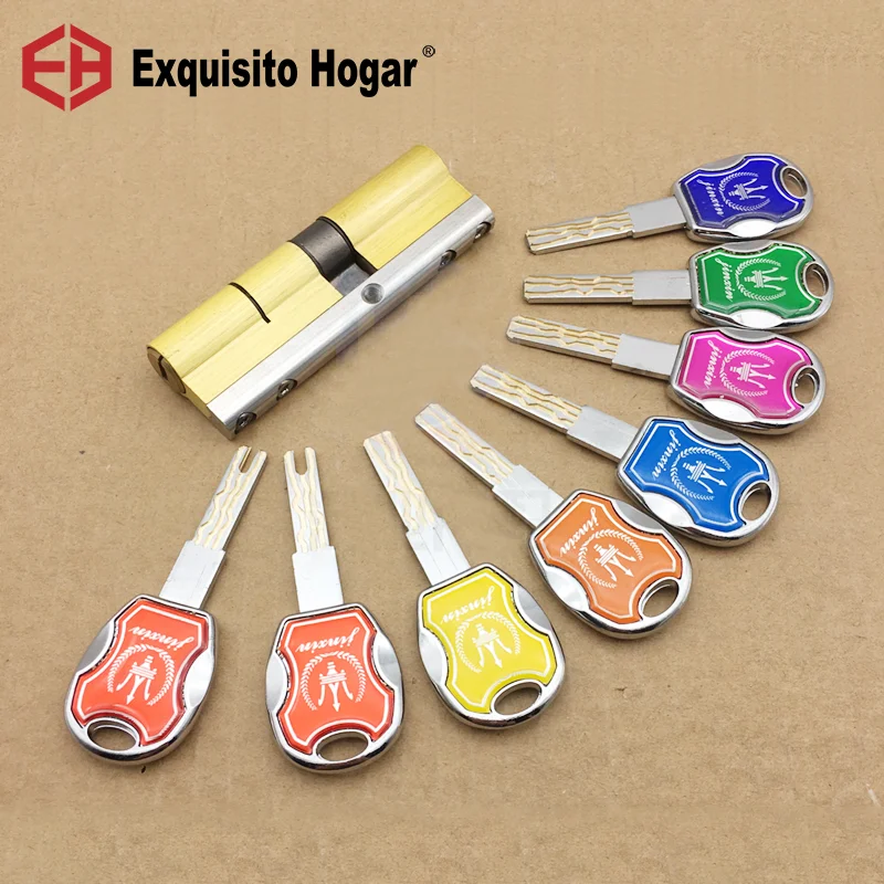 Door Lock Brass Cylinder Double Open Sided Blade Break Anti Pry Stainless Steel Bar Brass  Snake Groove Cylinder Color 8 Keys